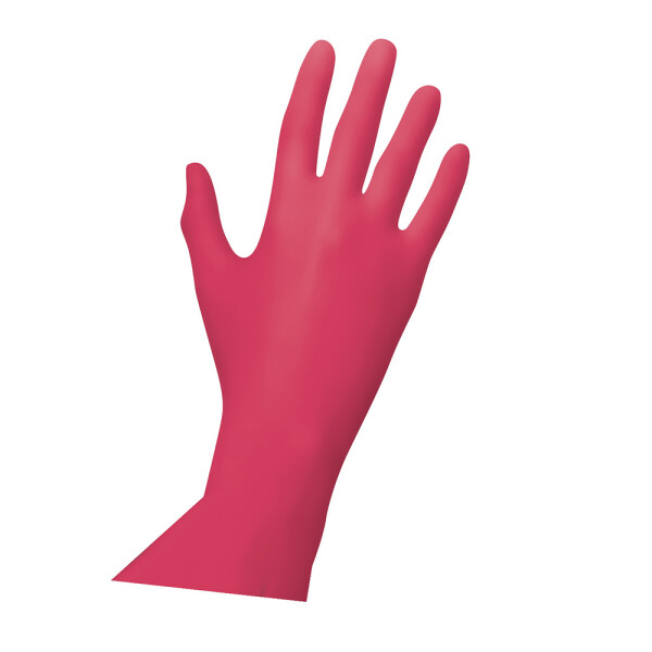 UNIGLOVES RED PEARL Nitril Handschuhe aus Synthetiklatex, puderfrei, unsteril, latexfrei. Spendebox 100 St.
