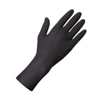 UNIGLOVES Select Black 300 Latex Schwarze Handschuhe, puderfrei, Spendebox 100 St. LANG!