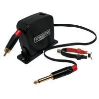 SNAKESKIN Retractable/ Einziehbar RCA Cord mit Clipcord Adapter. Black. Sicher und stabil. Länge 1,5 m