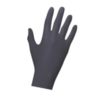UNIGLOVES Select Black Latex Schwarze Handschuhe, puderfrei, Spendebox 100 St. Größe M