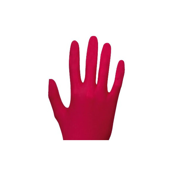 UNIGLOVES RED PEARL Nitril Handschuhe, puderfrei, unsteril, latexfrei. Spendebox 100 St. Größe L
