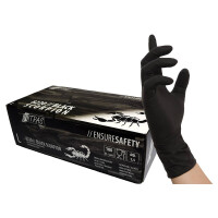 NITRAS Black Scorpion Latex Schwarze Handschuhe, puderfrei, Spendebox 100 St.